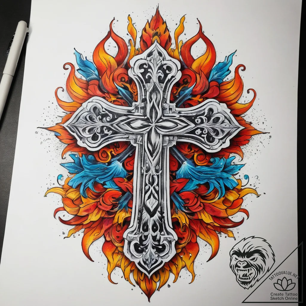 Tattoo sketch spirit of the fire, tattoo sket... - tattoo sketch (№1758202112_0, 18.09.2025 13:28) — tattoovalue.net