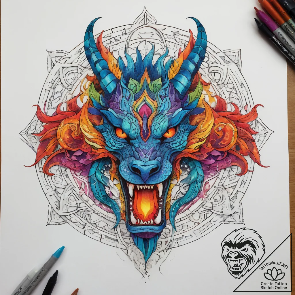 Tattoo sketch zmey gorynych, the three-headed... - tattoo sketch (№1758202318_0, 18.09.2025 13:31) — tattoovalue.net