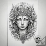 Tattoo sketch kostroma, the goddess of summer… – tattoo sketch (№1758203295_0, 18.09.2025 13:48) — tattoovalue.net