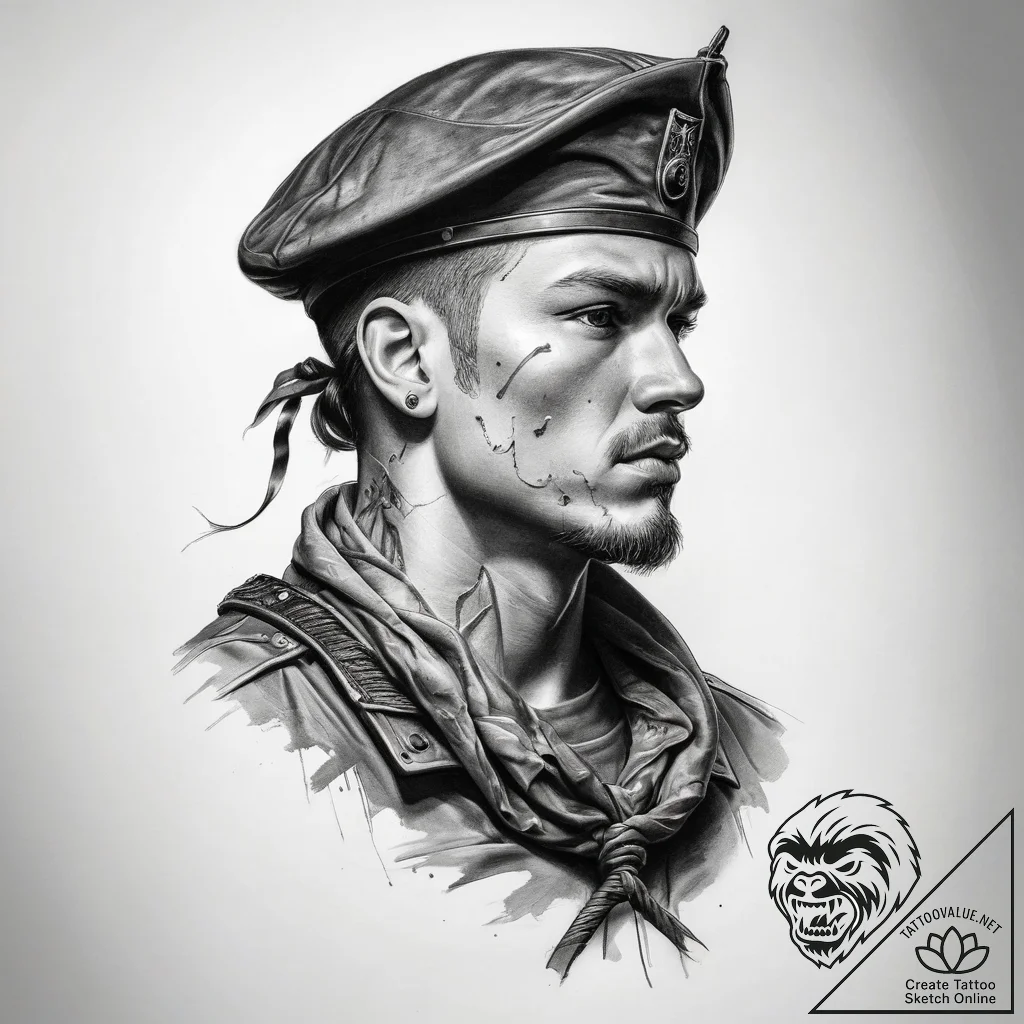 Tattoo sketch soldier with a knot - tattoo sketch (№1758204468_0, 18.09.2025 14:07) — tattoovalue.net