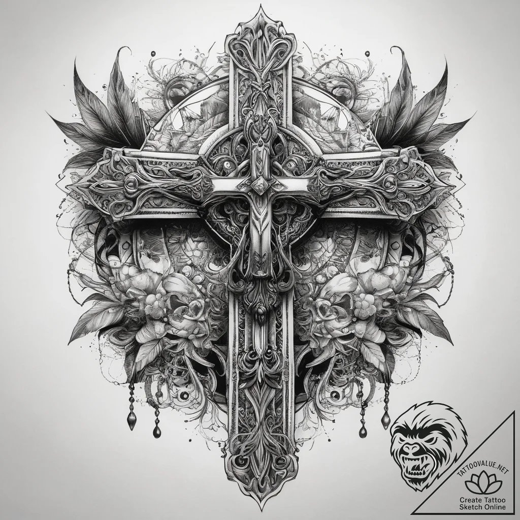 Tattoo sketch blessed grace, ink illustration... - tattoo sketch (№1758206221_0, 18.09.2025 14:37) — tattoovalue.net