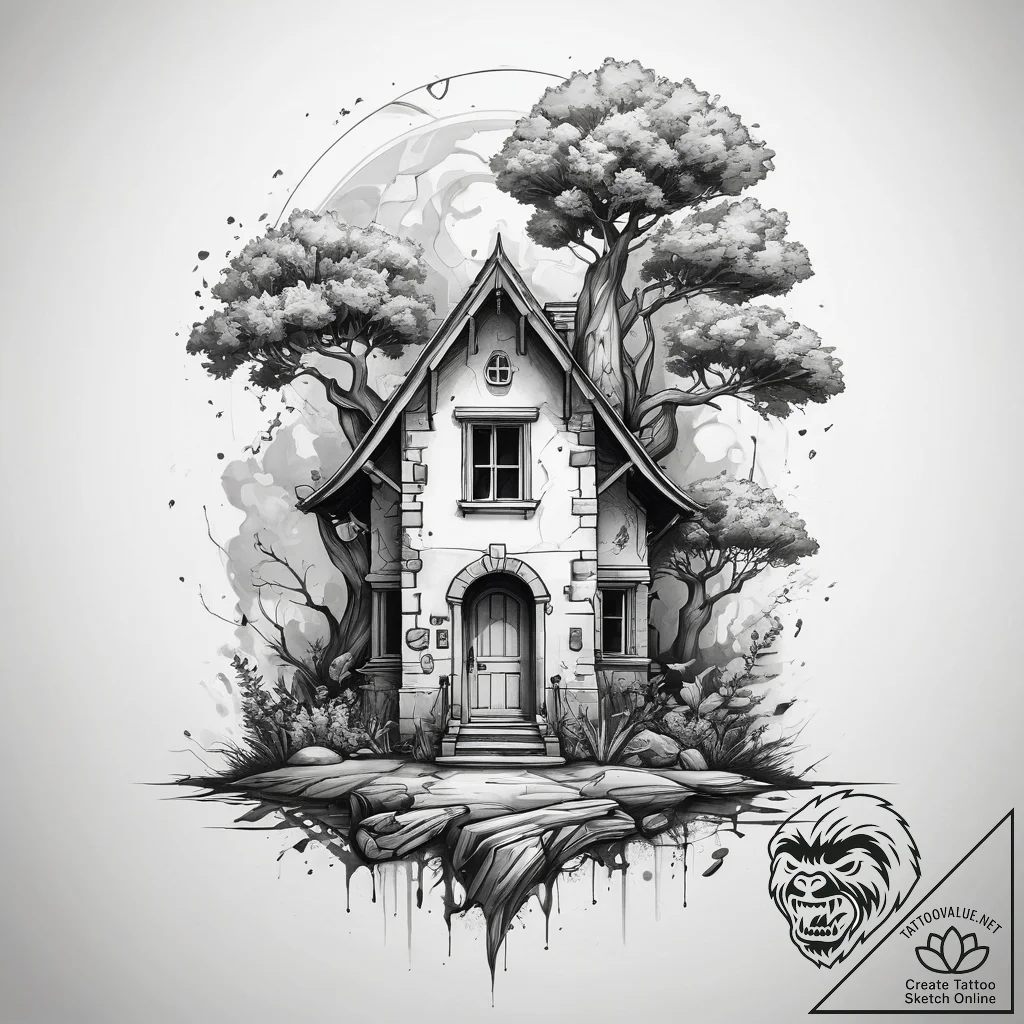 Tattoo sketch othala rune with a house and an... - tattoo sketch (№1758206806_0, 18.09.2025 14:46) — tattoovalue.net