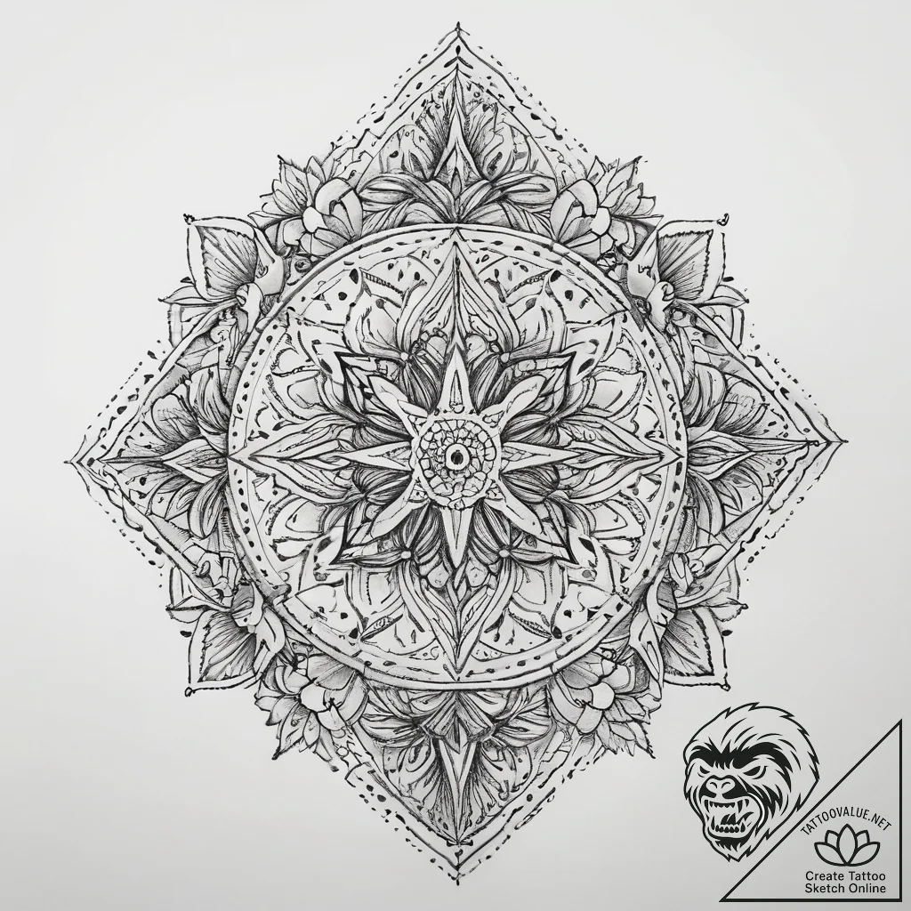 Tattoo sketch slavic embroidery pattern with... - tattoo sketch (№1758207000_0, 18.09.2025 14:50) — tattoovalue.net