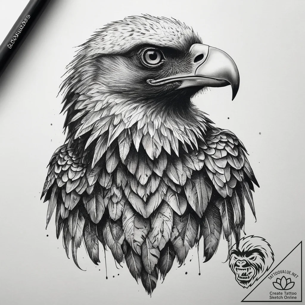 Tattoo sketch vulture, tattoo line art, dotwo... - tattoo sketch (№1758207392_0, 18.09.2025 14:56) — tattoovalue.net