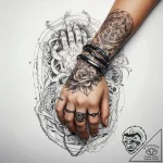 Tattoo sketch hands with a chain, concept art… – tattoo sketch (№1758207785_0, 18.09.2025 15:03) — tattoovalue.net