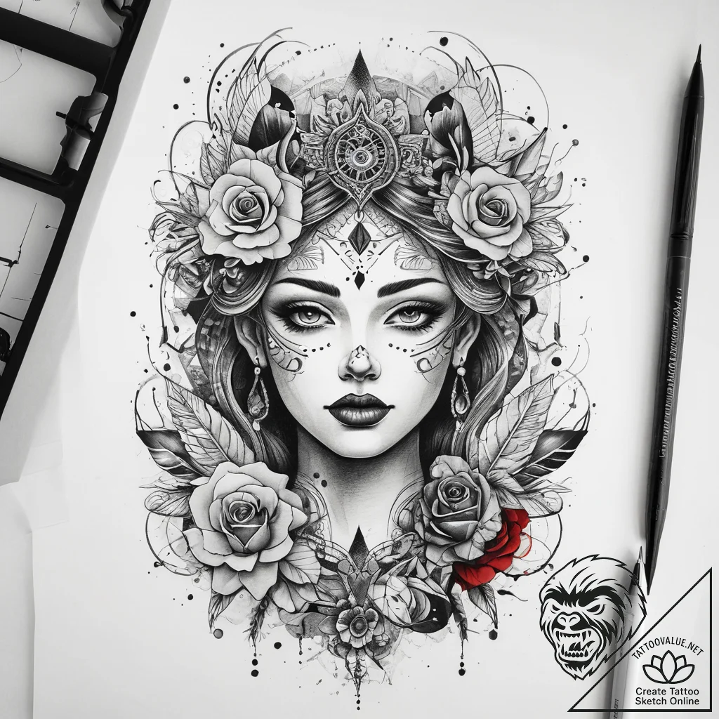Tattoo sketch whimsical tattoo, ink illustrat... - tattoo sketch (№1758208777_0, 18.09.2025 15:19) — tattoovalue.net