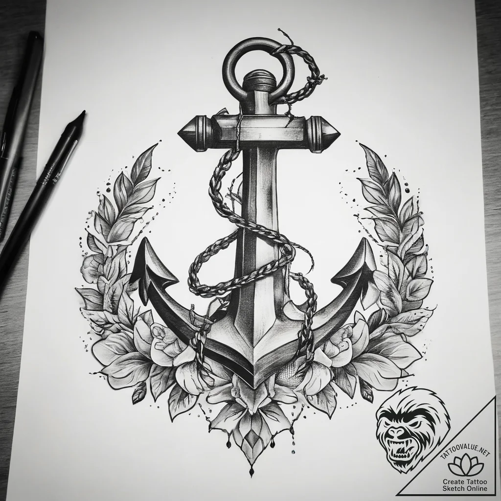 Tattoo sketch anchor - tattoo sketch (№1758210164_0, 18.09.2025 15:42) — tattoovalue.net