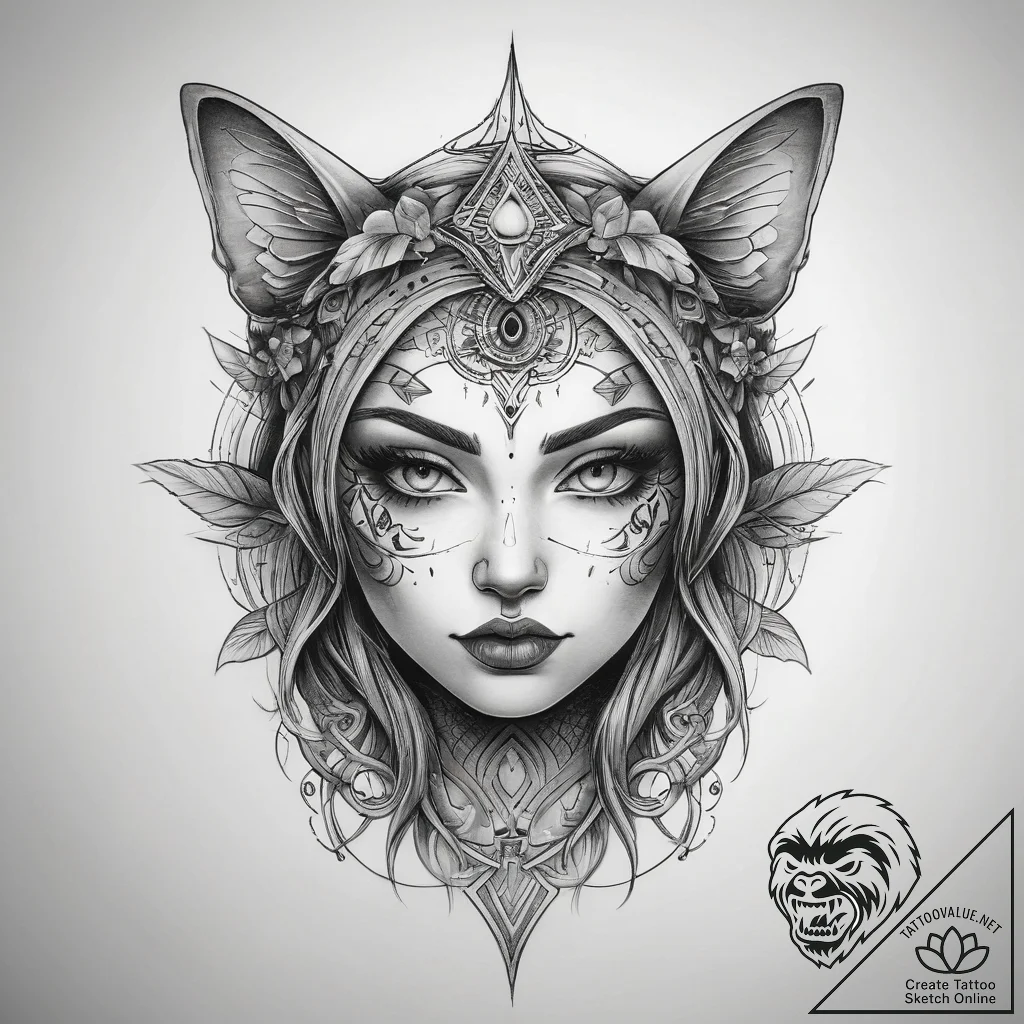 Tattoo sketch spirit, tattoo line art, clean... - tattoo sketch (№1758210950_0, 18.09.2025 15:55) — tattoovalue.net