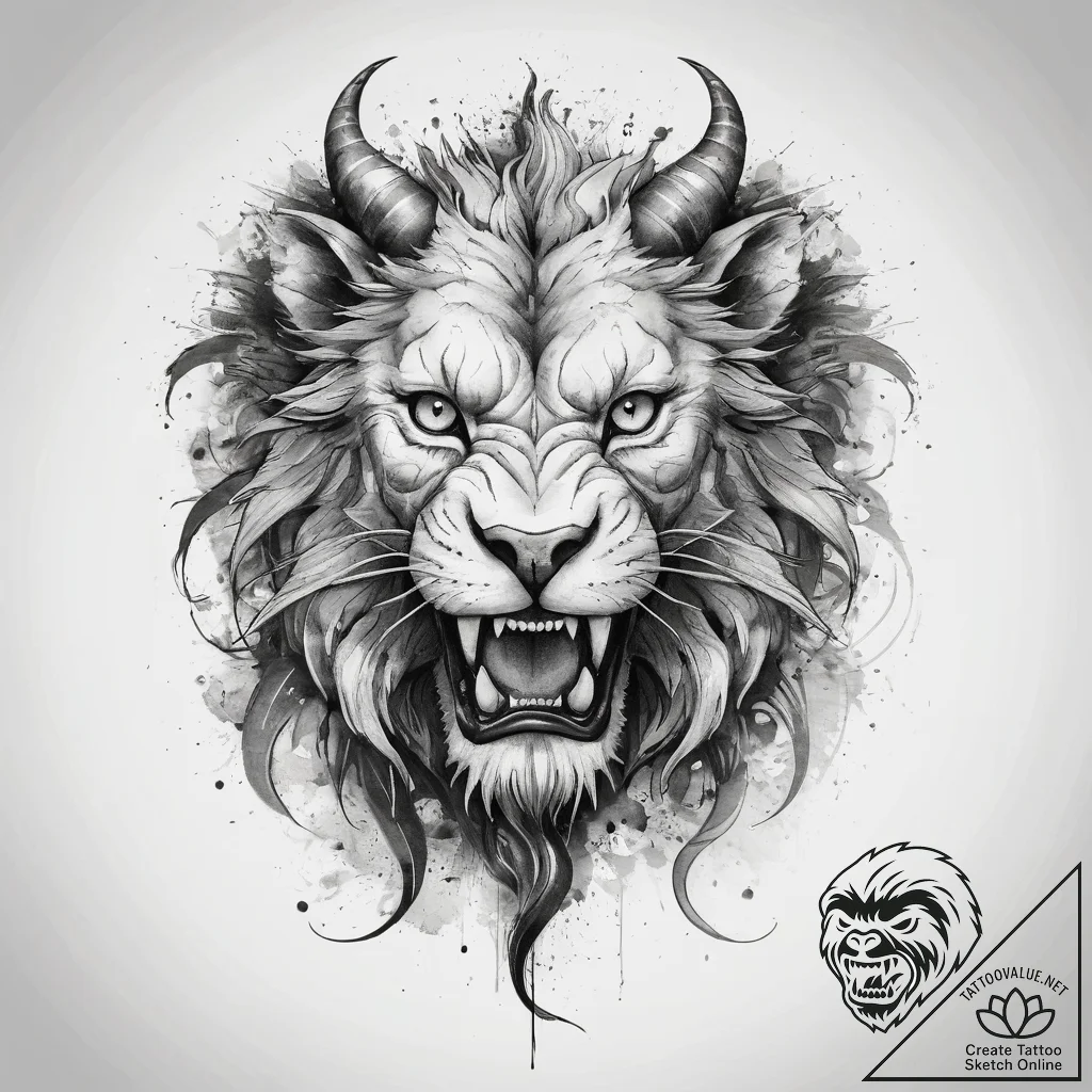 Tattoo sketch chimera head, tattoo sketch des... - tattoo sketch (№1758211143_0, 18.09.2025 15:59) — tattoovalue.net