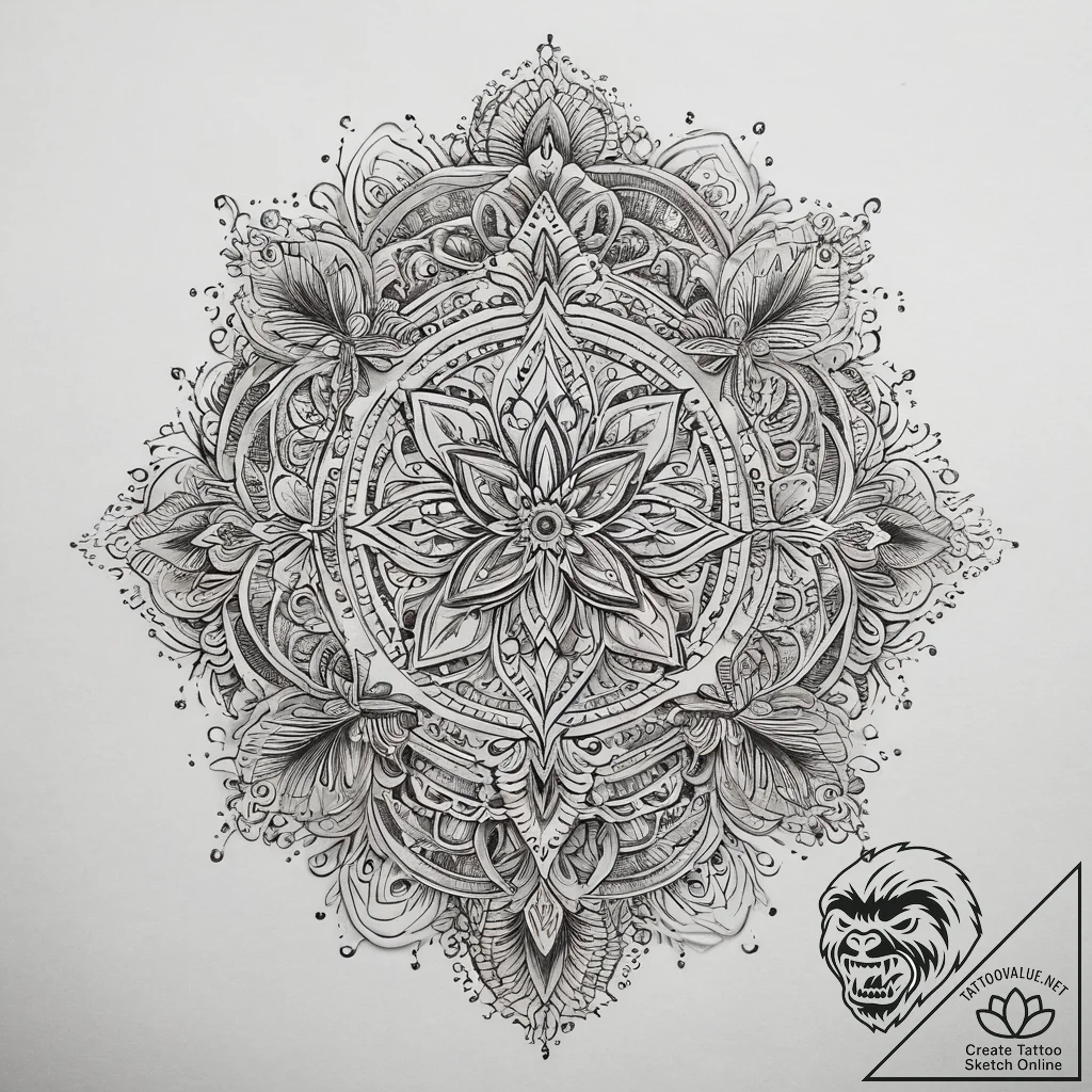 Tattoo sketch spirit, tattoo line art, sepia... - tattoo sketch (№1758212319_0, 18.09.2025 16:18) — tattoovalue.net