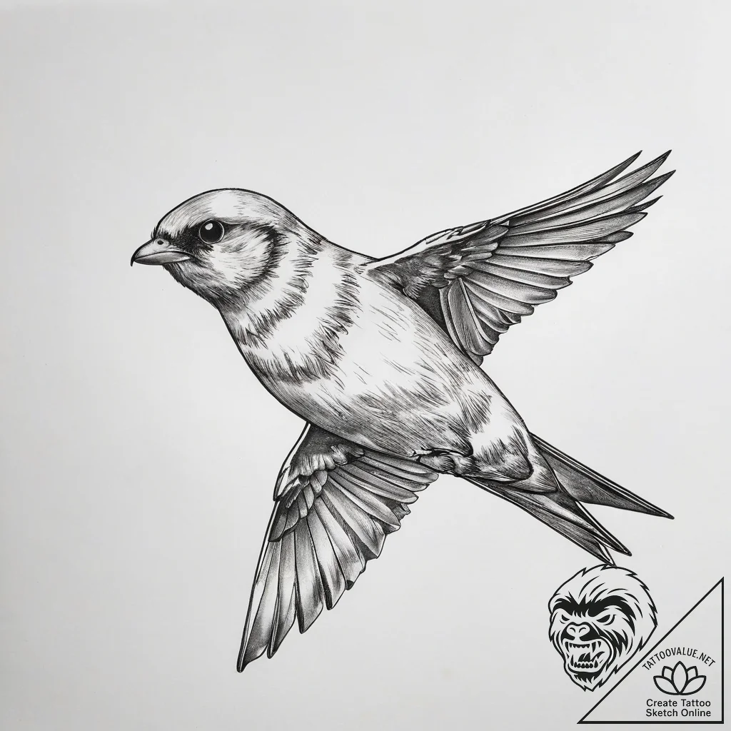 Tattoo sketch chimney swift - tattoo sketch (№1758212533_0, 18.09.2025 16:22) — tattoovalue.net