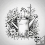 Tattoo sketch gardening a watering can – tattoo sketch (№1758212943_0, 18.09.2025 16:29) — tattoovalue.net