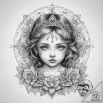 Tattoo sketch divine child, tattoo flash shee… – tattoo sketch (№1758213786_0, 18.09.2025 16:43) — tattoovalue.net