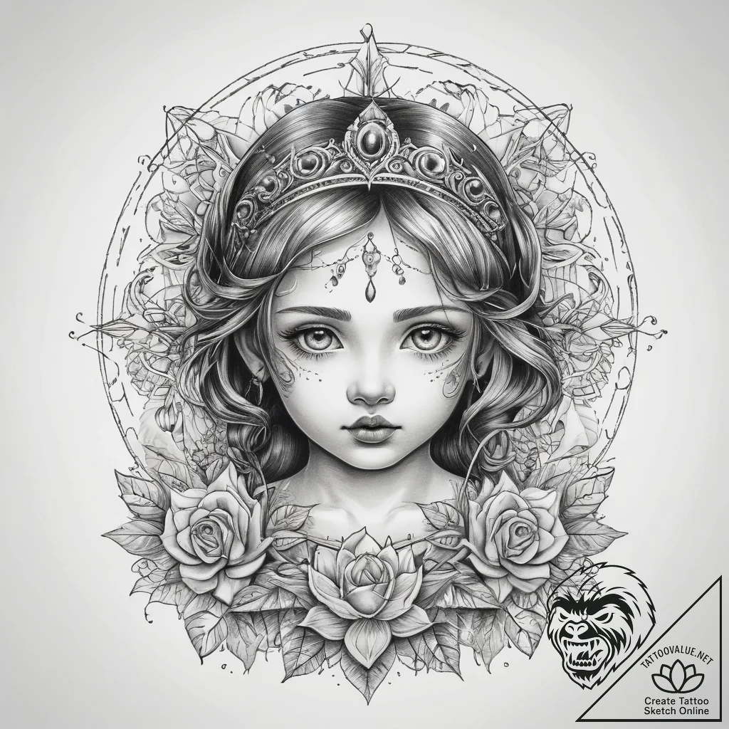 Tattoo sketch divine child, tattoo flash shee... - tattoo sketch (№1758213786_0, 18.09.2025 16:43) — tattoovalue.net