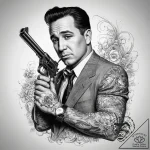 Tattoo sketch mickey cohen with a gun, concep… – tattoo sketch (№1758214182_0, 18.09.2025 16:49) — tattoovalue.net
