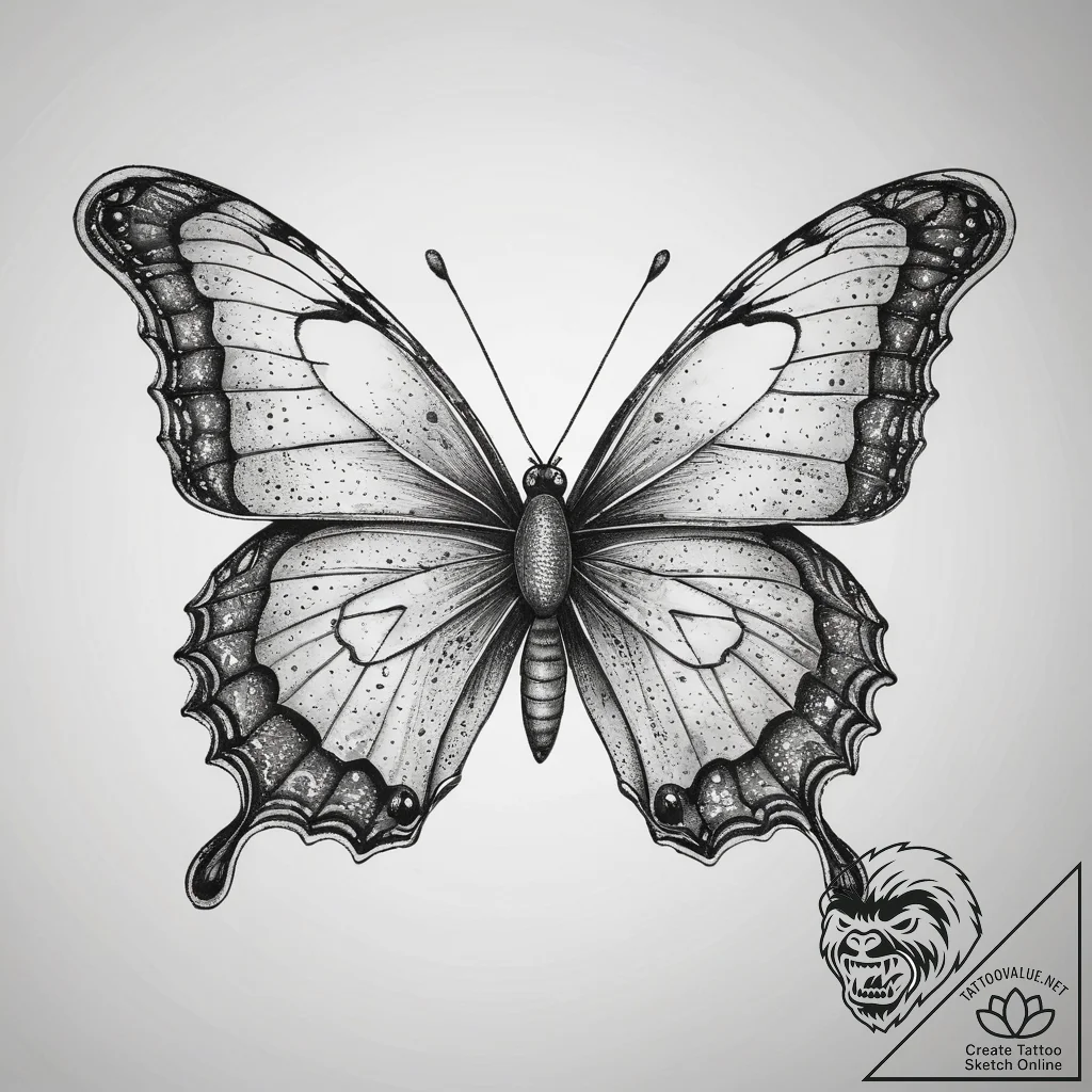Tattoo sketch butterfly with patterns, tattoo... - tattoo sketch (№1758216532_0, 18.09.2025 17:28) — tattoovalue.net