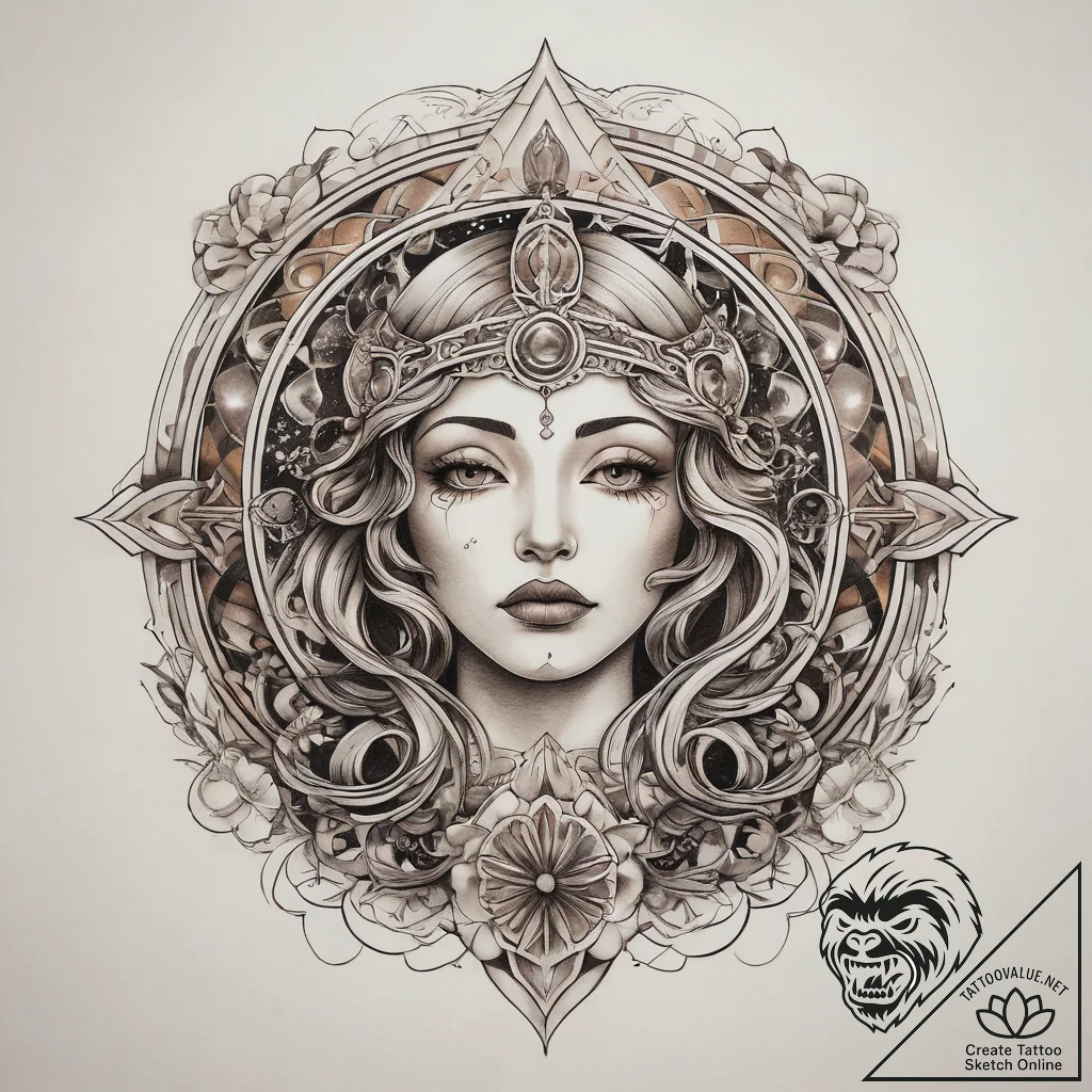 Tattoo sketch cosmic representation, artistic... - tattoo sketch (№1758217501_0, 18.09.2025 17:45) — tattoovalue.net