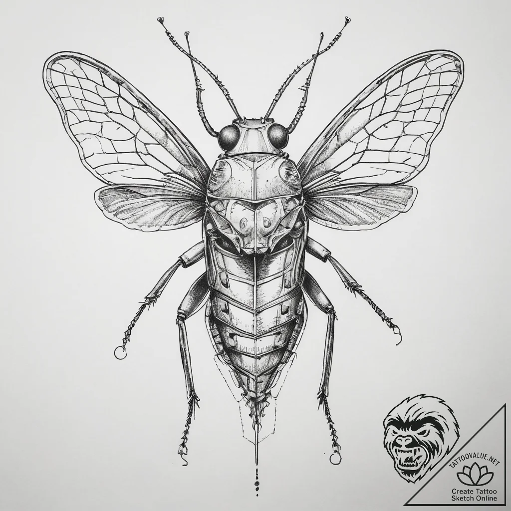 Tattoo sketch katydid, artistic tattoo sketch... - tattoo sketch (№1758217695_0, 18.09.2025 17:48) — tattoovalue.net