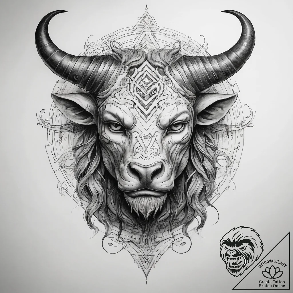 Tattoo sketch minotaur labyrinth - tattoo sketch (№1758220263_0, 18.09.2025 18:31) — tattoovalue.net