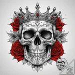 Tattoo sketch stylized skull with a crown, ta… – tattoo sketch (№1758221448_0, 18.09.2025 18:50) — tattoovalue.net