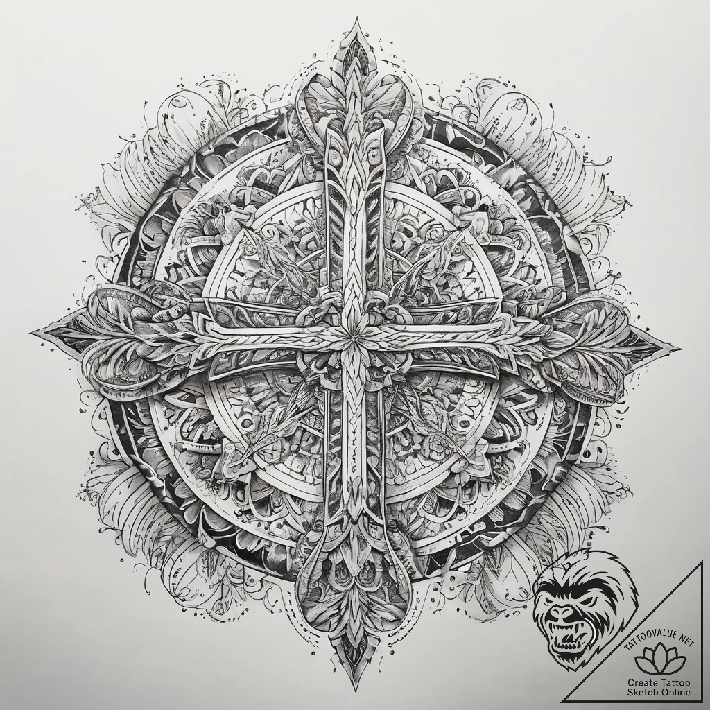 Tattoo sketch blessed self, ink illustration... - tattoo sketch (№1758221651_0, 18.09.2025 18:54) — tattoovalue.net