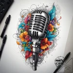 Tattoo sketch singing microphone and glowing… – tattoo sketch (№1758225405_0, 18.09.2025 19:56) — tattoovalue.net