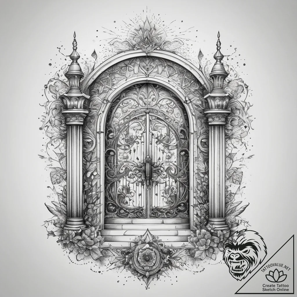 Tattoo sketch magical gate, tattoo sketch des... - tattoo sketch (№1758227100_0, 18.09.2025 20:25) — tattoovalue.net