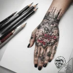 Tattoo sketch hands with a paper, tattoo line… – tattoo sketch (№1758228493_0, 18.09.2025 20:48) — tattoovalue.net