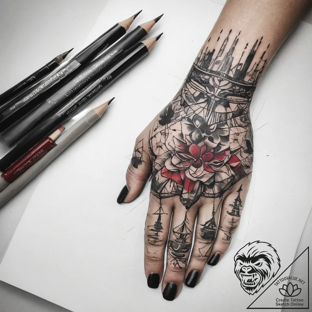Tattoo sketch hands with a paper, tattoo line... - tattoo sketch (№1758228493_0, 18.09.2025 20:48) — tattoovalue.net