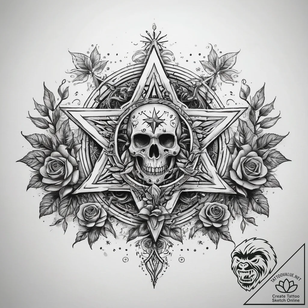 Tattoo sketch slavic star with a tree, artist... - tattoo sketch (№1758228686_0, 18.09.2025 20:51) — tattoovalue.net