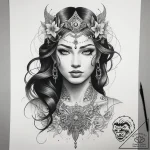 Tattoo sketch goddess tattoo – tattoo sketch (№1758229076_0, 18.09.2025 20:57) — tattoovalue.net