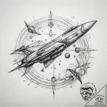 Tattoo sketch cosmic plane, ink illustration… – tattoo sketch (№1758229868_0, 18.09.2025 21:11) — tattoovalue.net