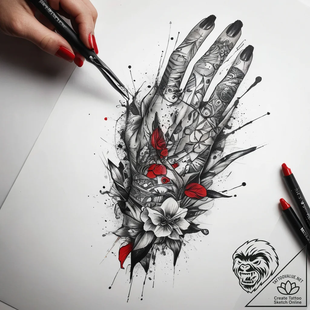 Tattoo sketch hands with a scissors, artistic... - tattoo sketch (№1758230256_0, 18.09.2025 21:17) — tattoovalue.net
