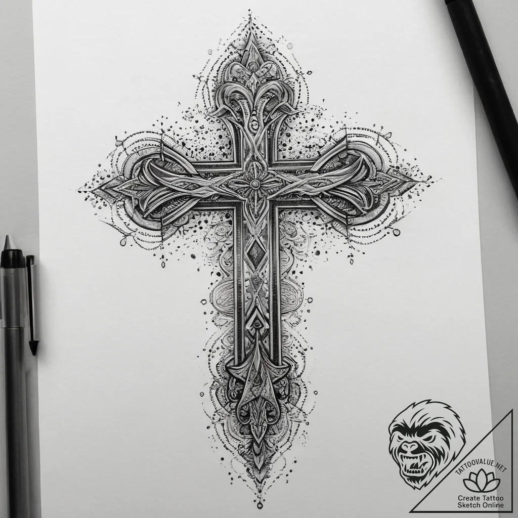 Tattoo sketch divine presence, tattoo line ar... - tattoo sketch (№1758230646_0, 18.09.2025 21:24) — tattoovalue.net