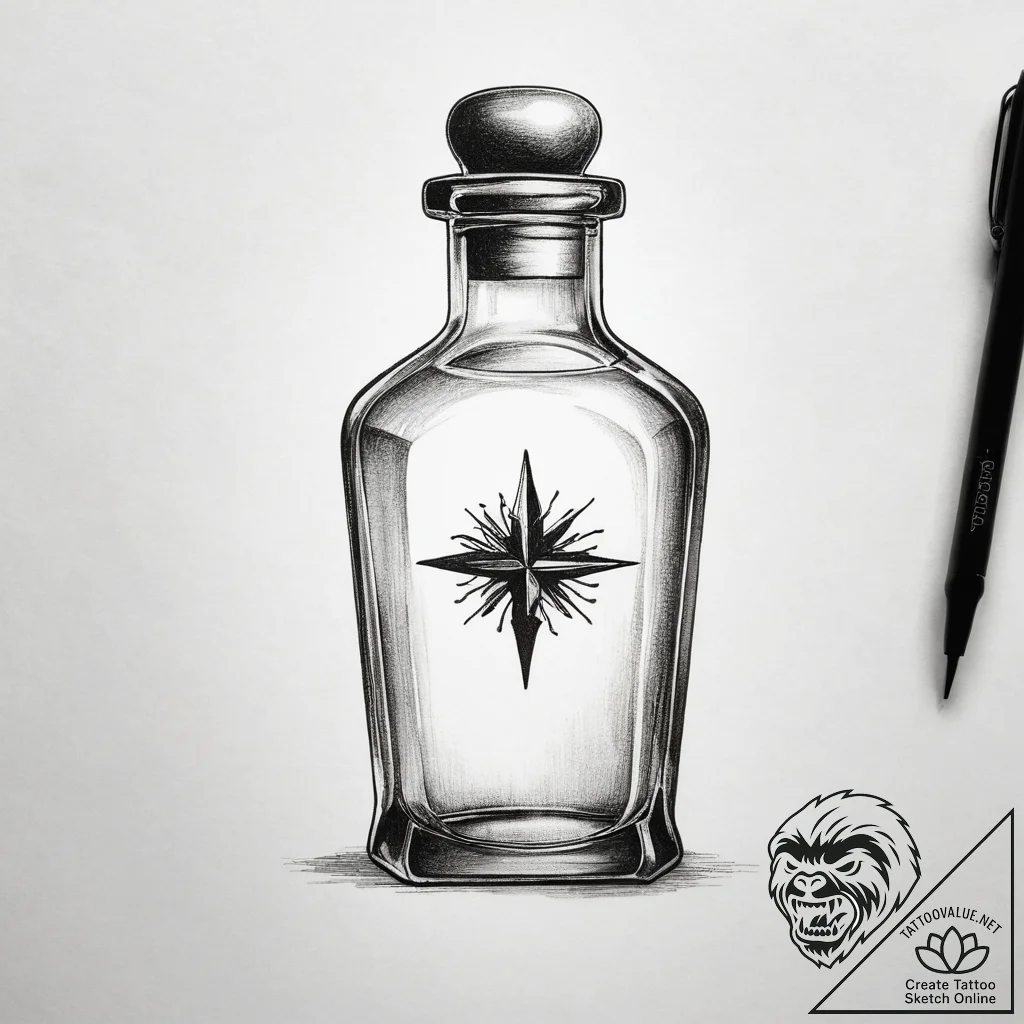 Tattoo sketch magic potion bottle, tattoo ske... - tattoo sketch (№1758231244_0, 18.09.2025 21:34) — tattoovalue.net