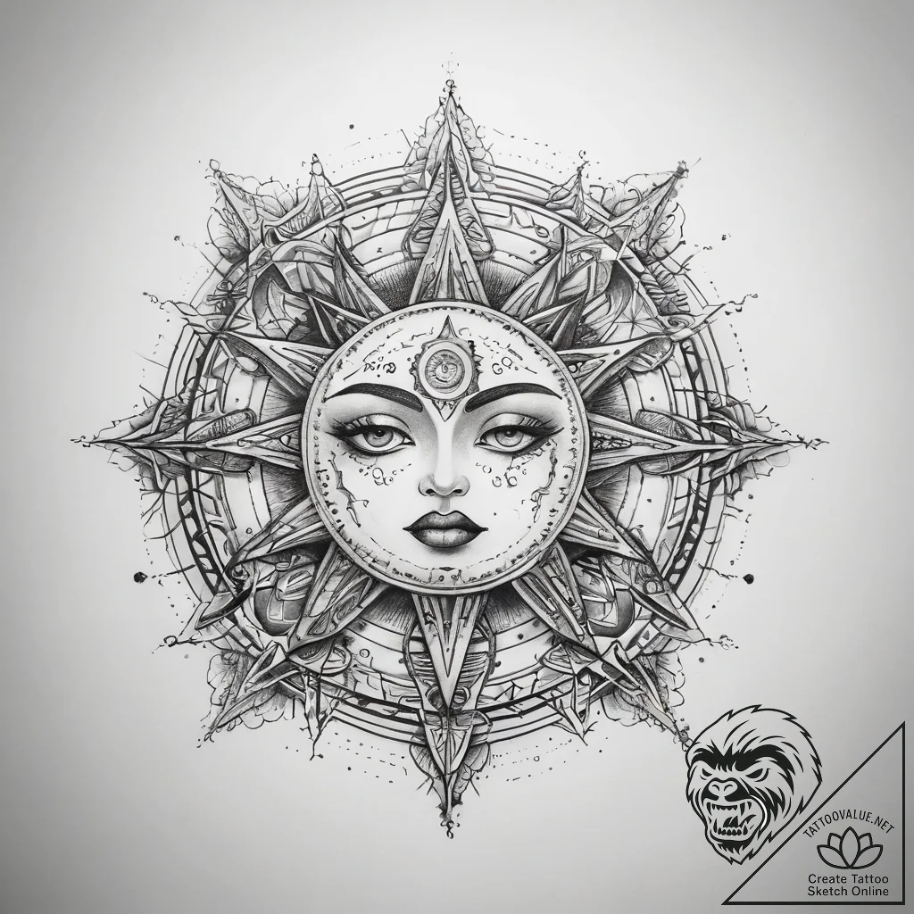 Tattoo sketch cosmic presence - tattoo sketch (№1758232022_0, 18.09.2025 21:47) — tattoovalue.net