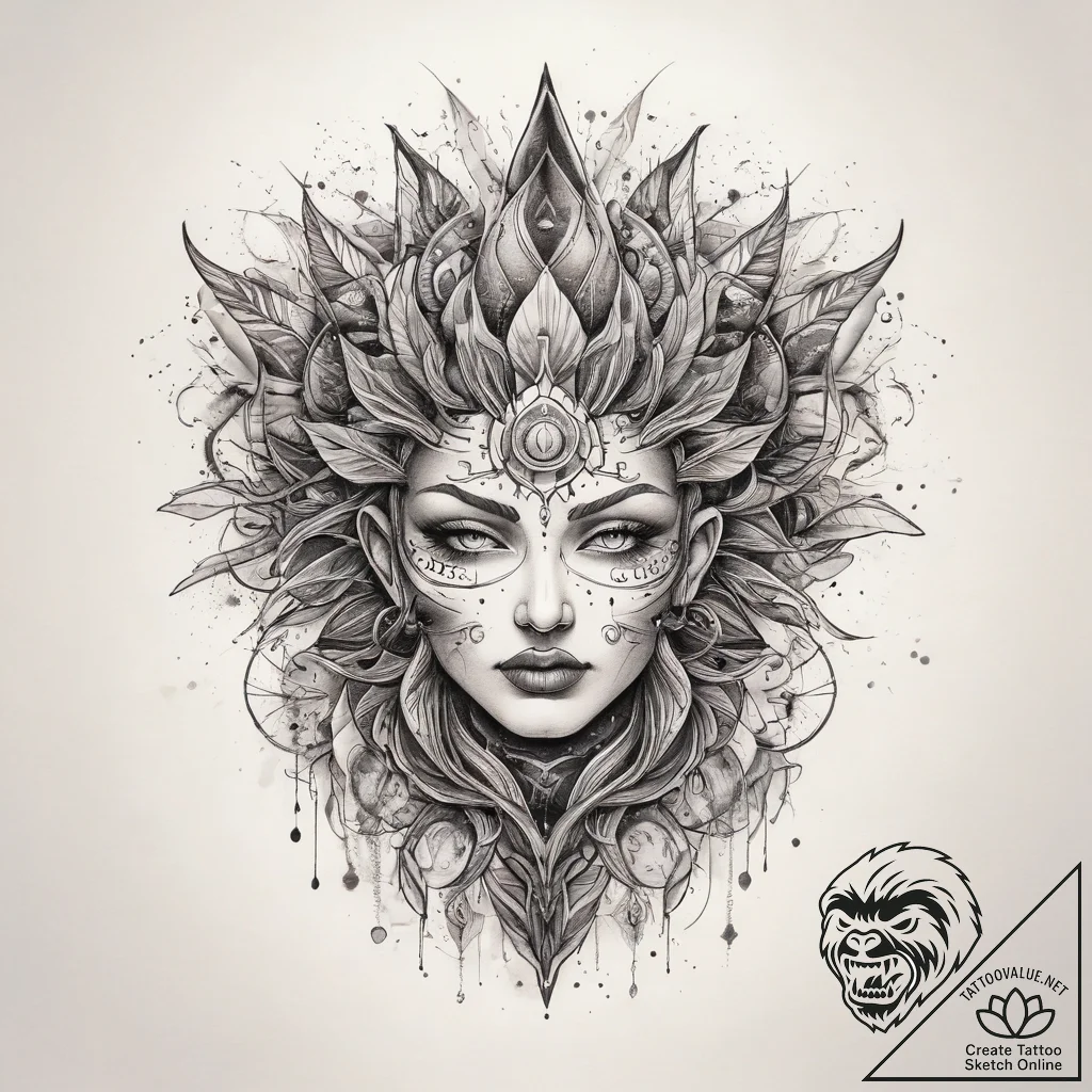Tattoo sketch cosmic root, tattoo drawing out... - tattoo sketch (№1758232417_0, 18.09.2025 21:53) — tattoovalue.net
