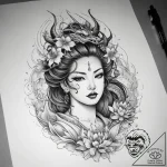 Tattoo sketch hands with a queen, ink illustr… – tattoo sketch (№1758233785_0, 18.09.2025 22:16) — tattoovalue.net