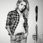 Tattoo sketch grunge flannel shirt and ripped… – tattoo sketch (№1758234376_0, 18.09.2025 22:26) — tattoovalue.net