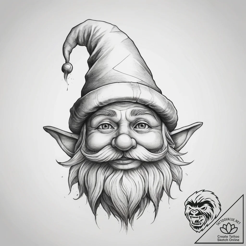 Tattoo sketch gnome hat - tattoo sketch (№1758234570_0, 18.09.2025 22:29) — tattoovalue.net