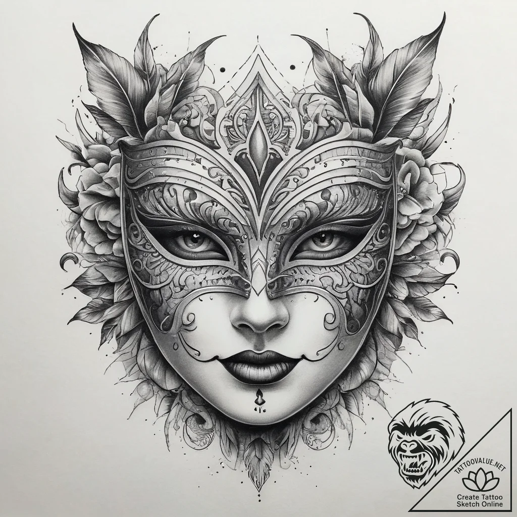 Tattoo sketch masquerade mask tattoo, tattoo... - tattoo sketch (№1758235365_0, 18.09.2025 22:42) — tattoovalue.net