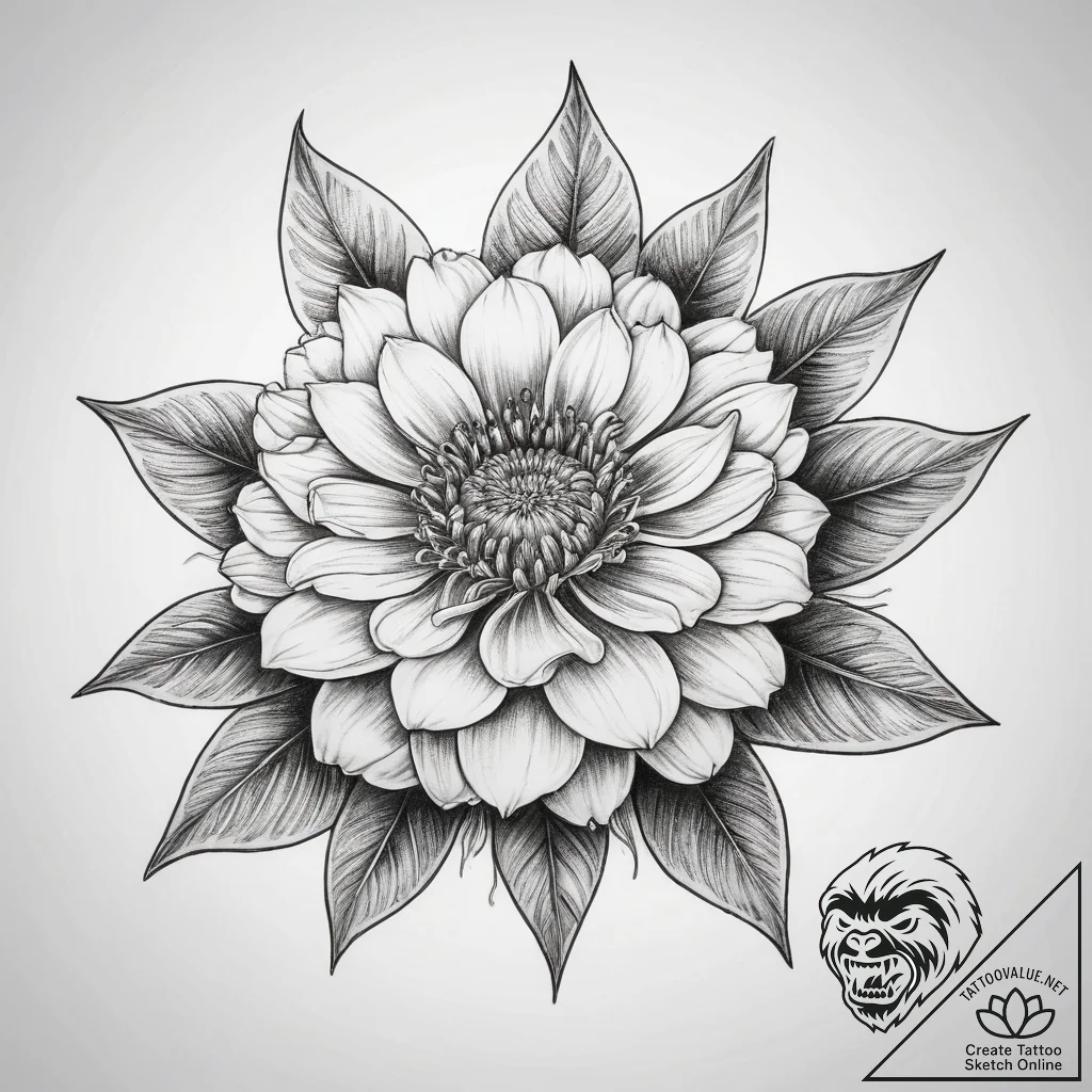 Tattoo sketch marigold - tattoo sketch (№1758238122_0, 18.09.2025 23:28) — tattoovalue.net