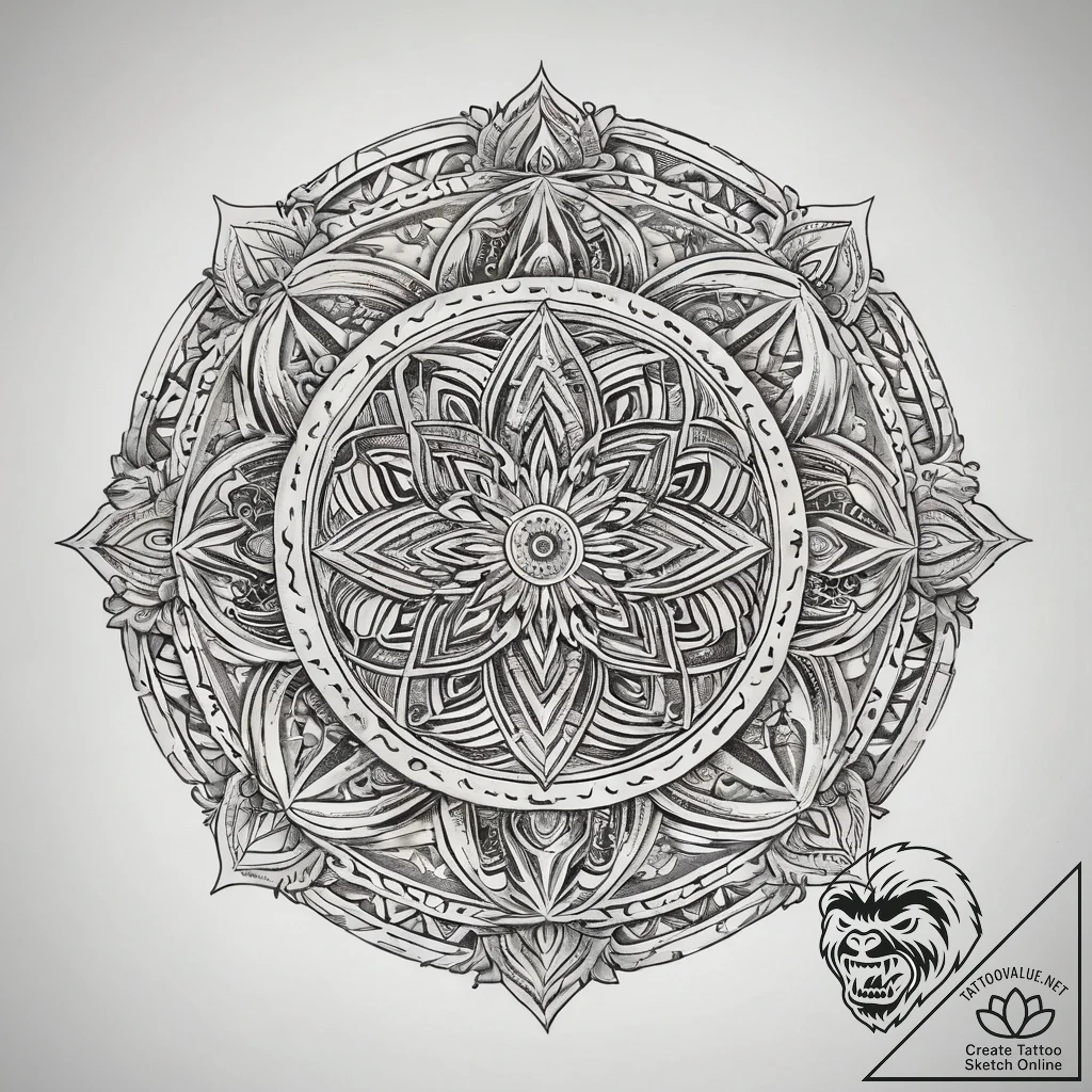Tattoo sketch slavic wooden carving style, ta... - tattoo sketch (№1758239300_0, 18.09.2025 23:48) — tattoovalue.net