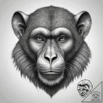 Tattoo sketch mandrill, ink illustration for… – tattoo sketch (№1758239883_0, 18.09.2025 23:58) — tattoovalue.net