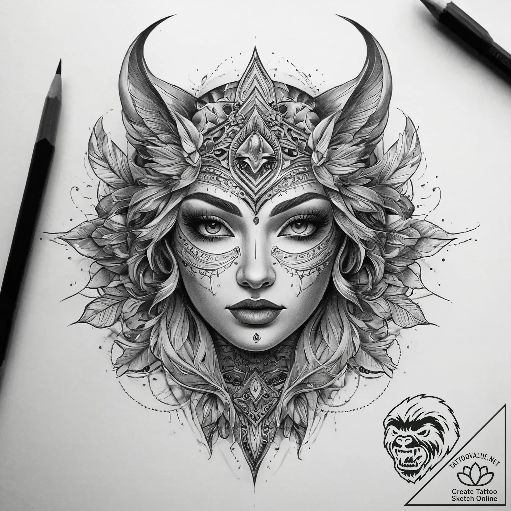 Tattoo sketch bronze, concept art for tattoo,... - tattoo sketch (№1758241640_0, 19.09.2025 00:27) — tattoovalue.net