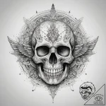 Tattoo sketch череп с космическим кораблем, t… – tattoo sketch (№1758242046_0, 19.09.2025 00:34) — tattoovalue.net