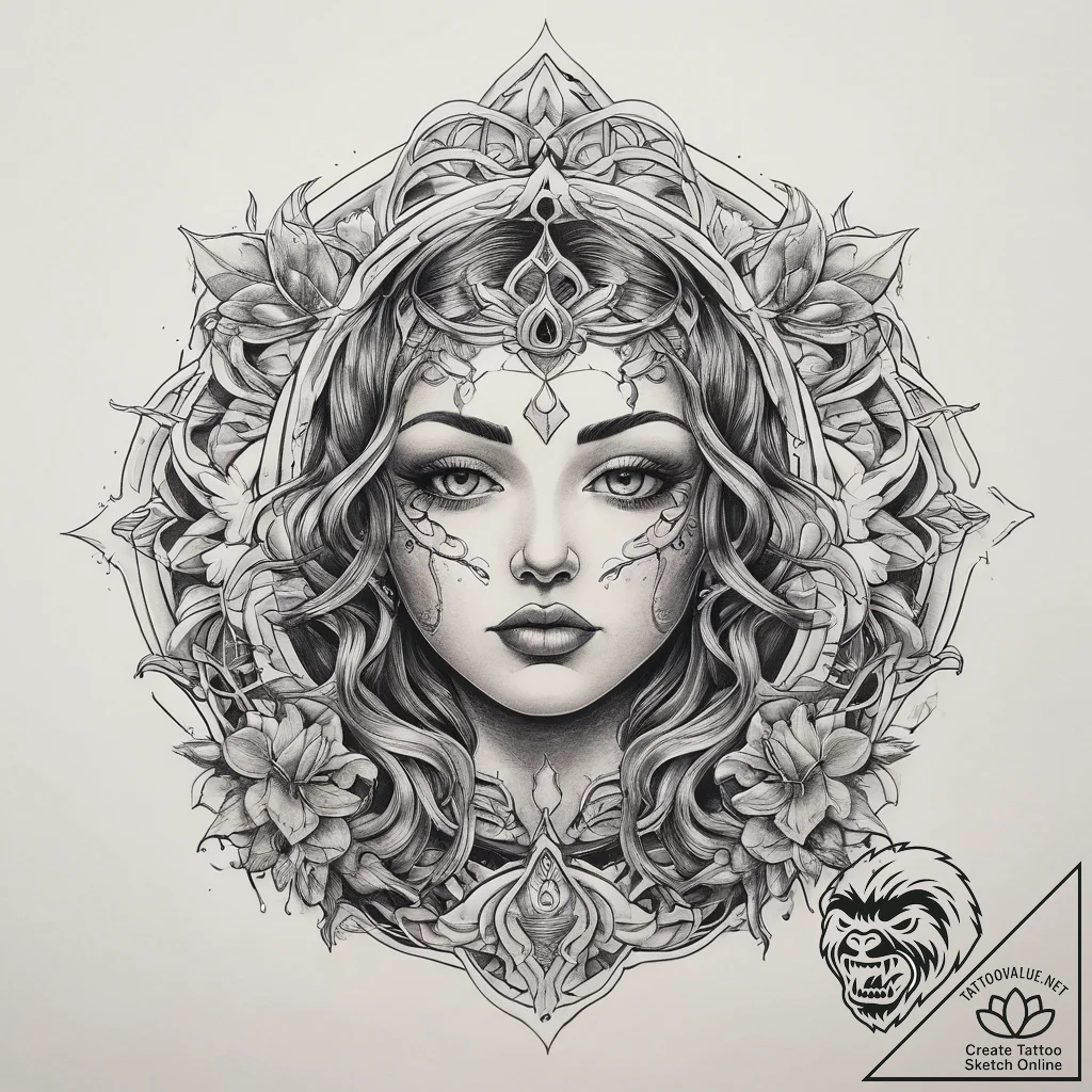 Tattoo sketch spiritual illustration, concept... - tattoo sketch (№1758242240_0, 19.09.2025 00:37) — tattoovalue.net