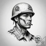 Tattoo sketch soldier with a brush, tattoo li… – tattoo sketch (№1758243429_0, 19.09.2025 00:57) — tattoovalue.net