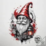 Tattoo sketch gnome with a lantern, artistic… – tattoo sketch (№1758244590_0, 19.09.2025 01:16) — tattoovalue.net