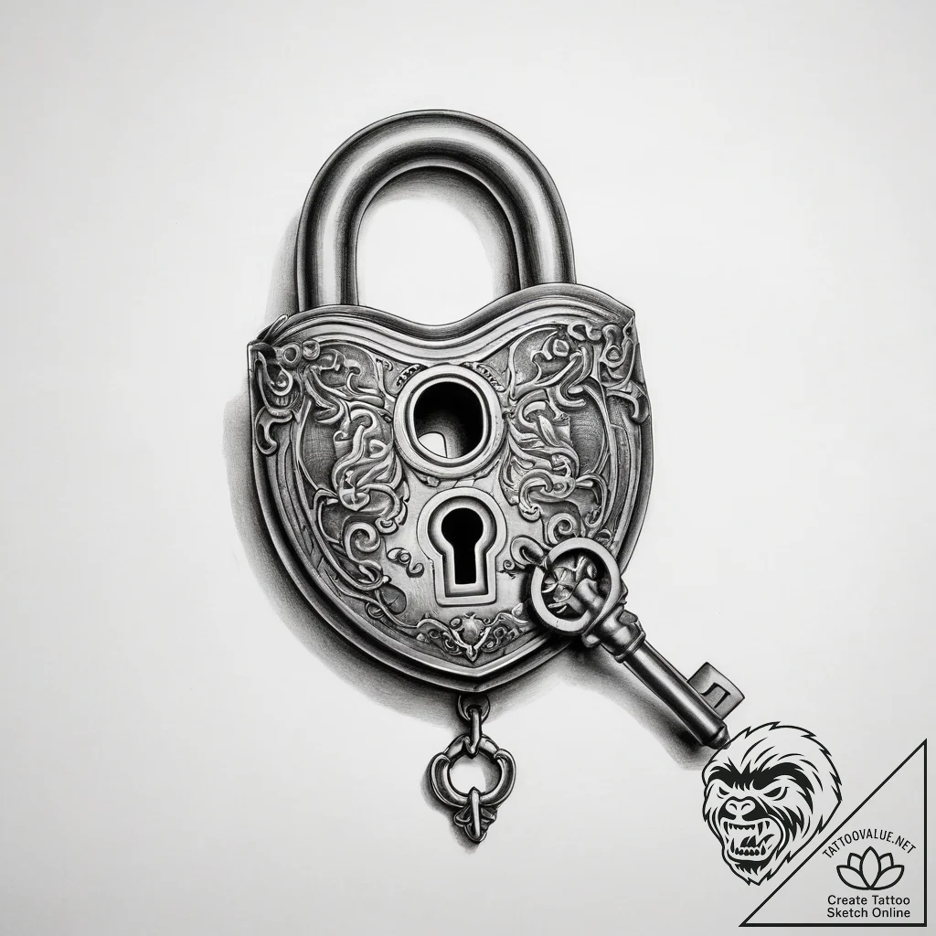 Tattoo sketch old lock with a key - tattoo sketch (№1758244783_0, 19.09.2025 01:19) — tattoovalue.net